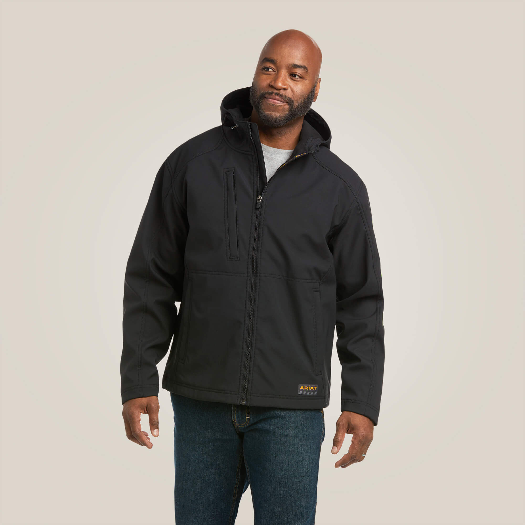 Rebar Stretch Canvas Softshell Hooded Logo Jacket