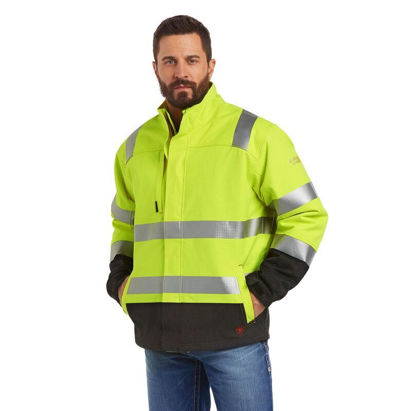 Mens High Visibility Jacket Waterproof with Hood, Reflective Hi Vis Winter  Jacket, Safety Work Yellow Jackets for Men