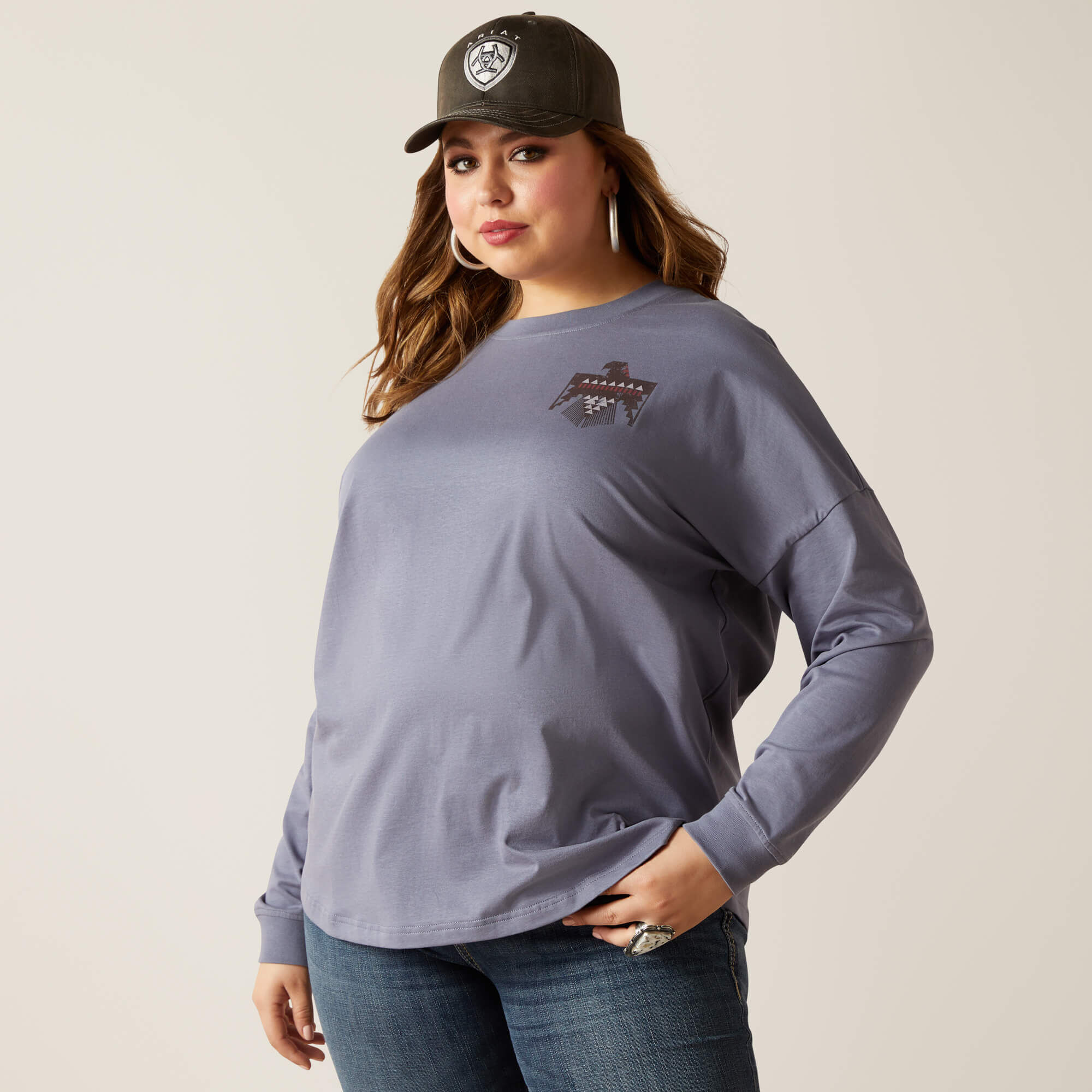 Women's Thunderbird T-Shirt in Folkstone Grey, Size: Large by Ariat