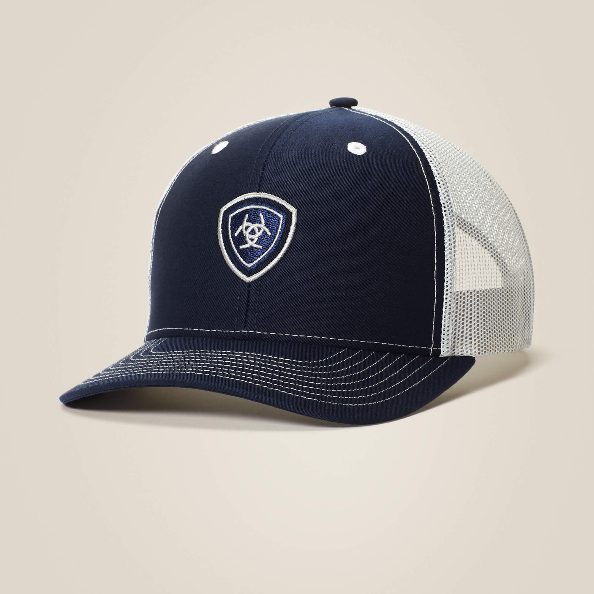 Navy Shield Mesh Snap Back Cap