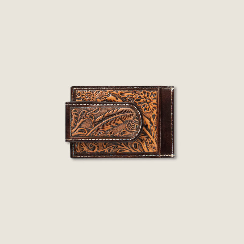 Tooled Feather Money Clip