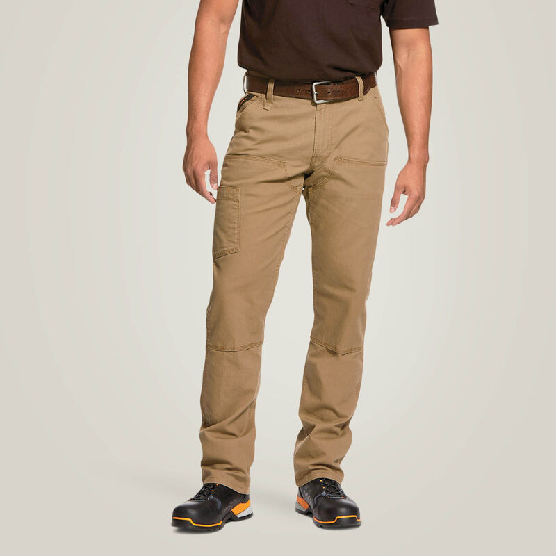 Khaki Cargo Pocket Front Low Rise Straight Leg Pants