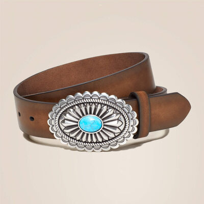 Bke Embroidered Western Belt - Brown Large, Women's