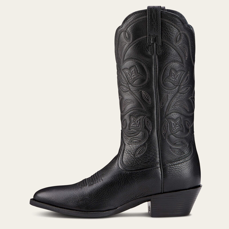 Ariat Ladies Heritage Western R Toe Cowboy Boots - Black Deertan