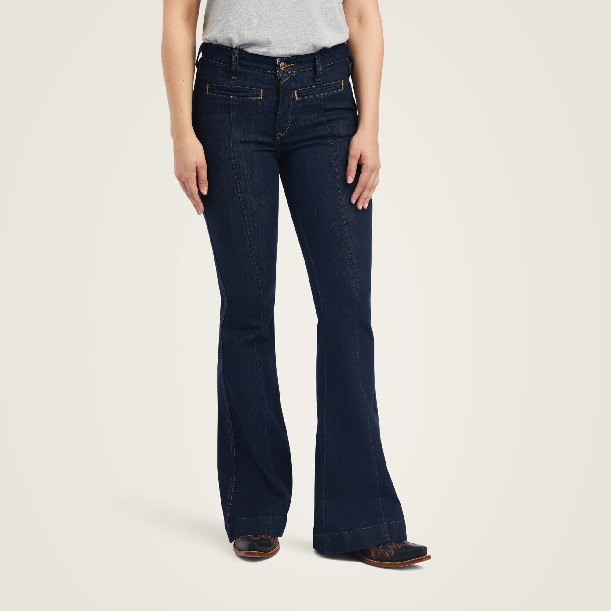 Falling In Love High Rise Cropped Kick Flare Jeans, Redwood