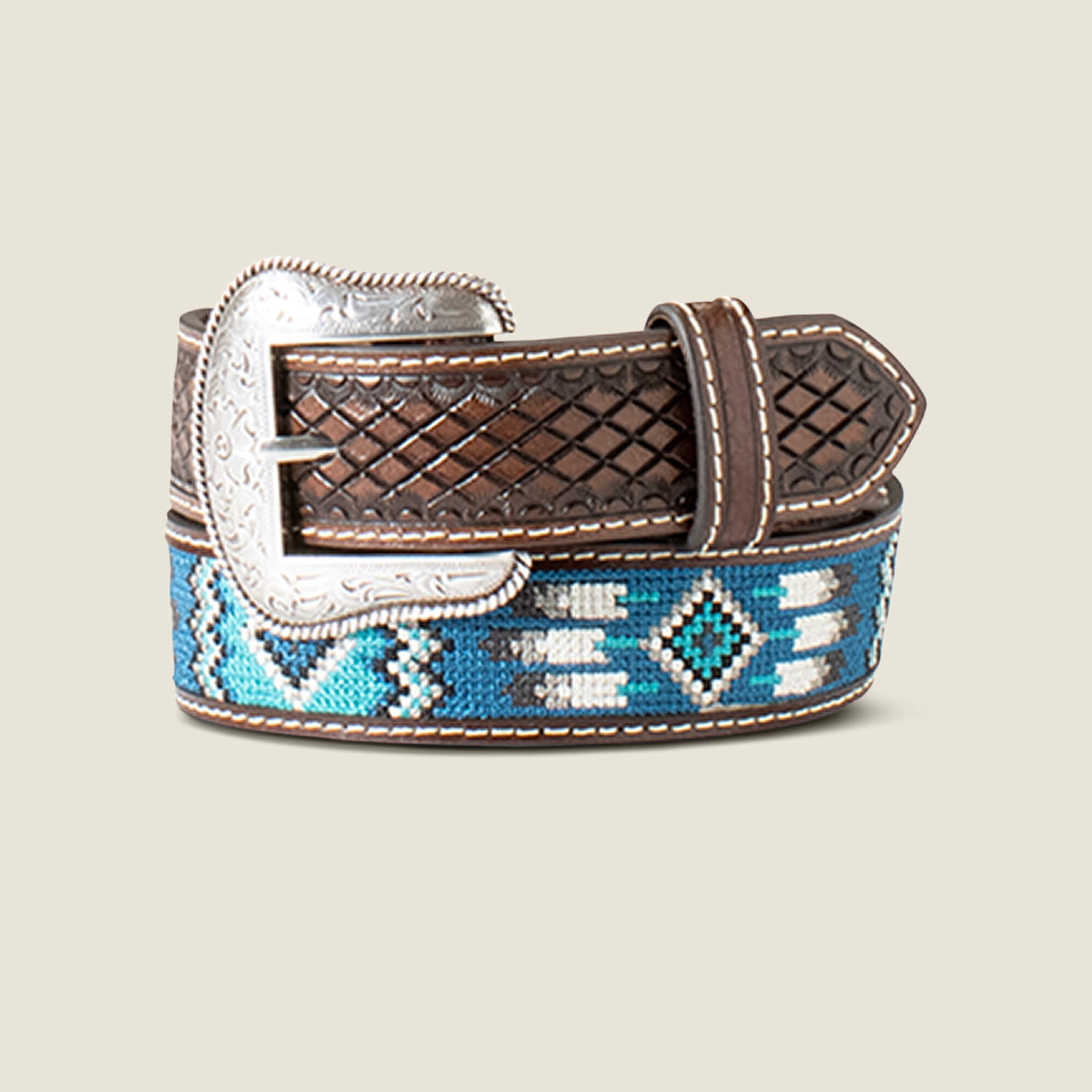 Woven Geometric Inlay Belt