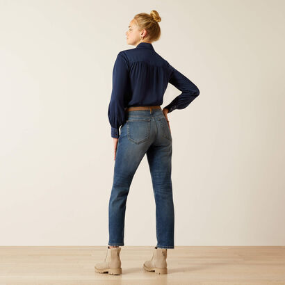 High Rise Bridle Slim Straight Leg Jeans