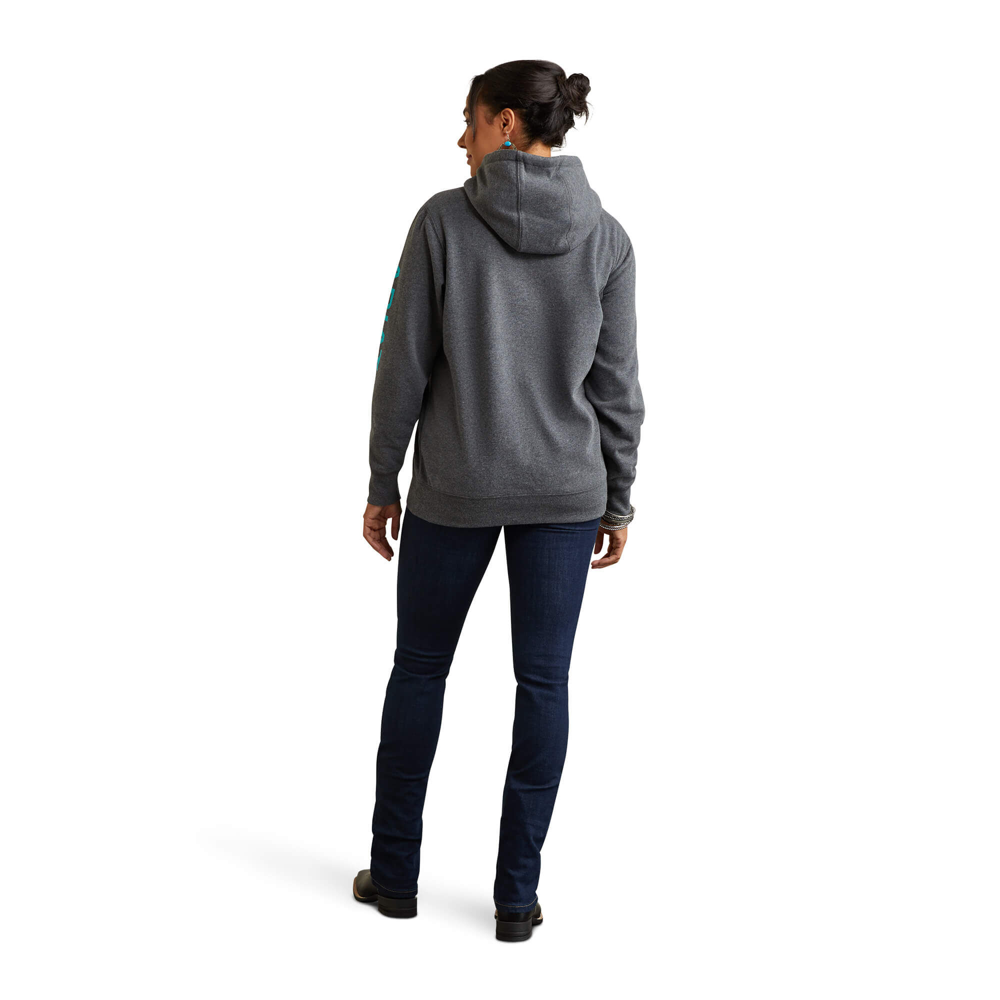 Women's Logo Hoodie in Charcoal Heather, Size: Medium by Ariat