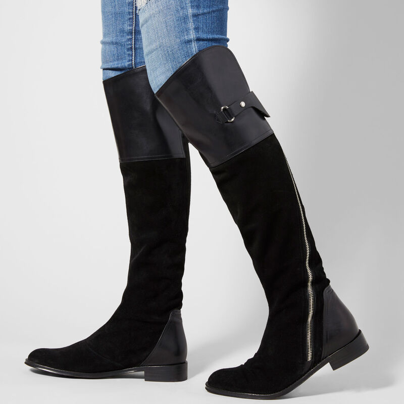 Avery - Women Buckle Lace Knitted Mid-calf Boots
