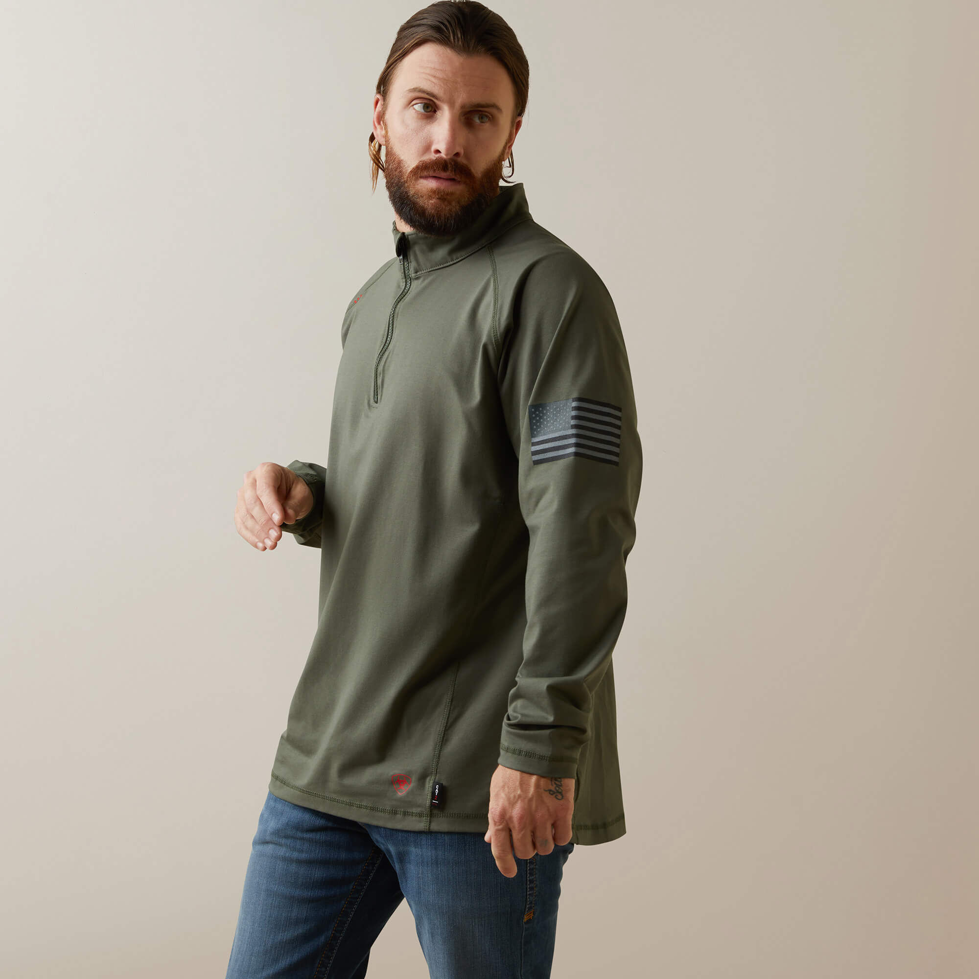 FR Combat Stretch Patriot 1/4 Zip Work Shirt