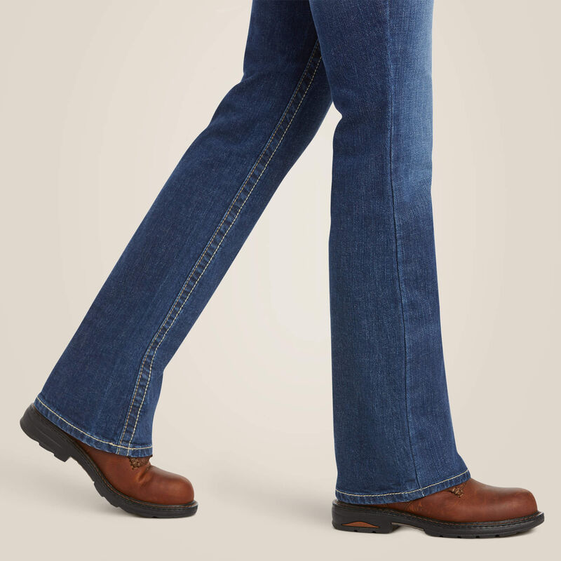 Genrovia - Contrast Stitch Boot Cut Jeans with Tonal Leg Straps