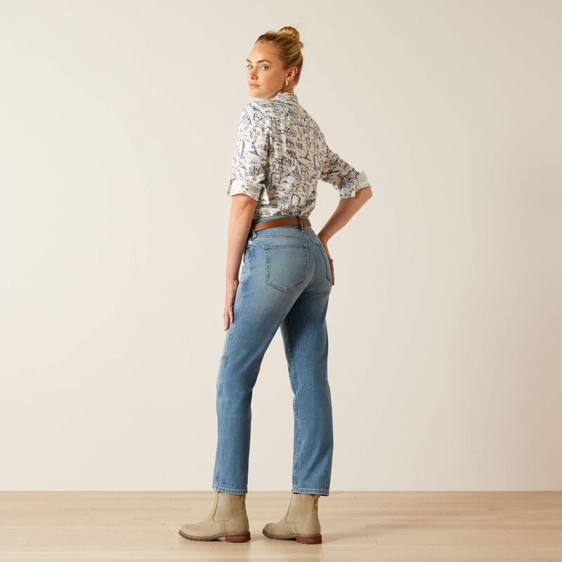 High Rise Bridle Slim Straight Leg Jeans