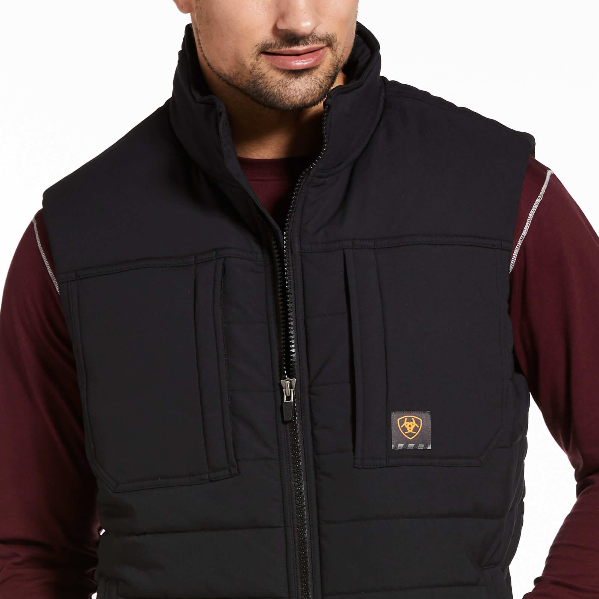 Men's Rebar Valiant Stretch Canvas Water Resistant Insulated Vest in Black  Spandex, Size: 2XL-T by Ariat