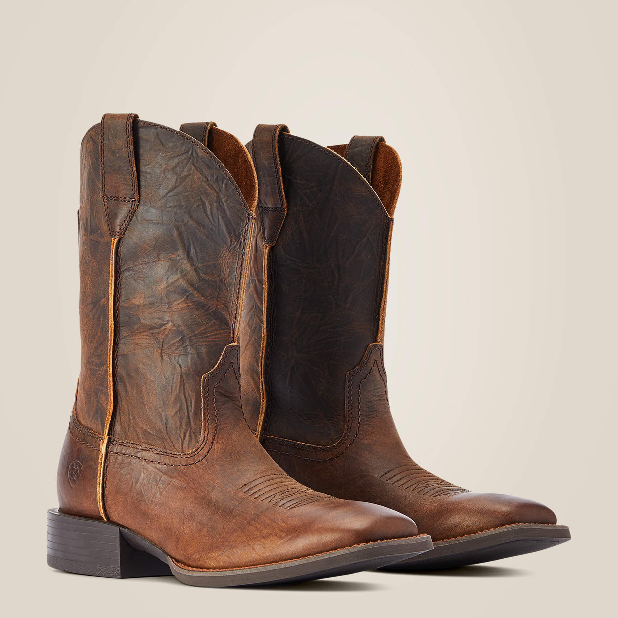 Men's Sport Rambler Western Boots in Bartop Brown Leather, Size: 7.5 D /  Medium by Ariat
