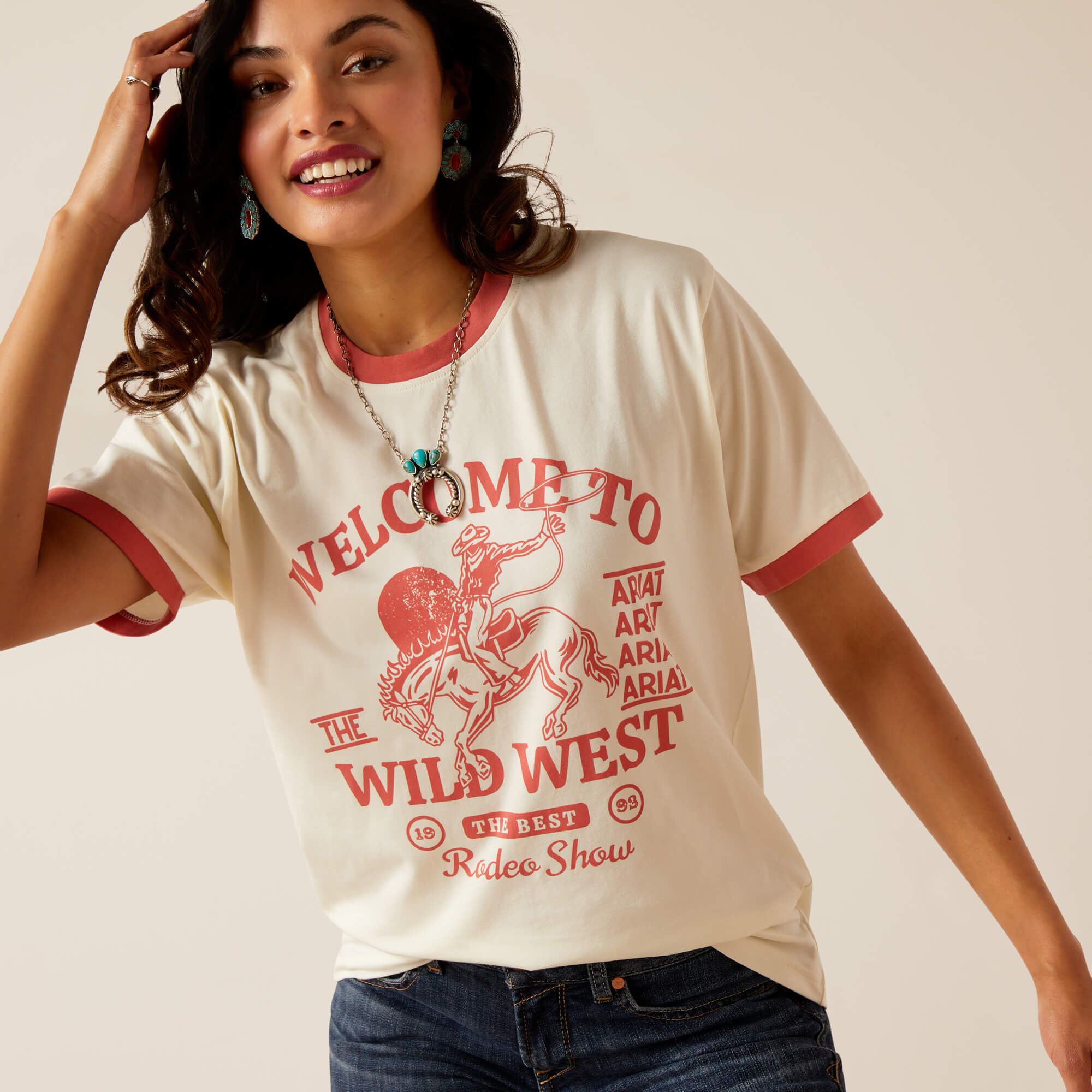 Women's Wild West Show T-Shirt in Coconut Milk, Size: Medium by Ariat