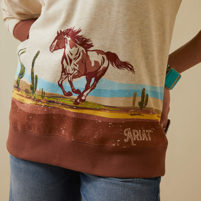 Ariat Wild Horse Sweatshirt - Women's Oatmeal Heather, S