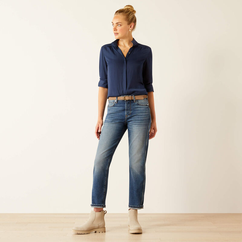 High Rise Bridle Slim Straight Leg Jeans