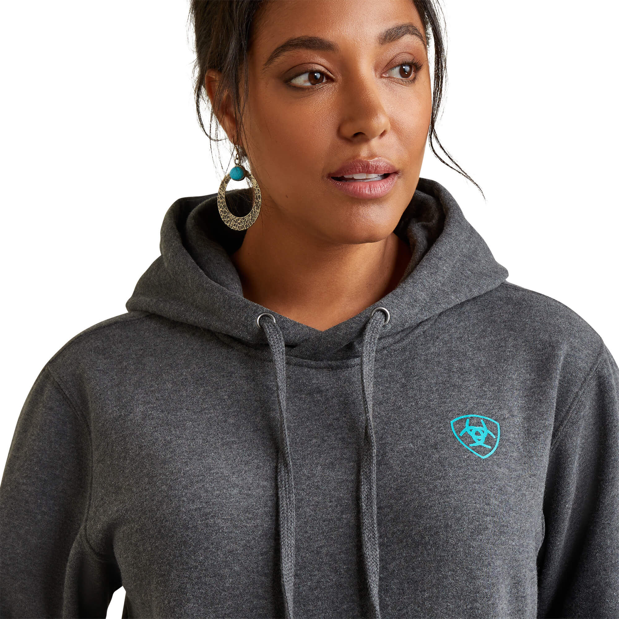 Women's Logo Hoodie in Charcoal Heather, Size: Medium by Ariat