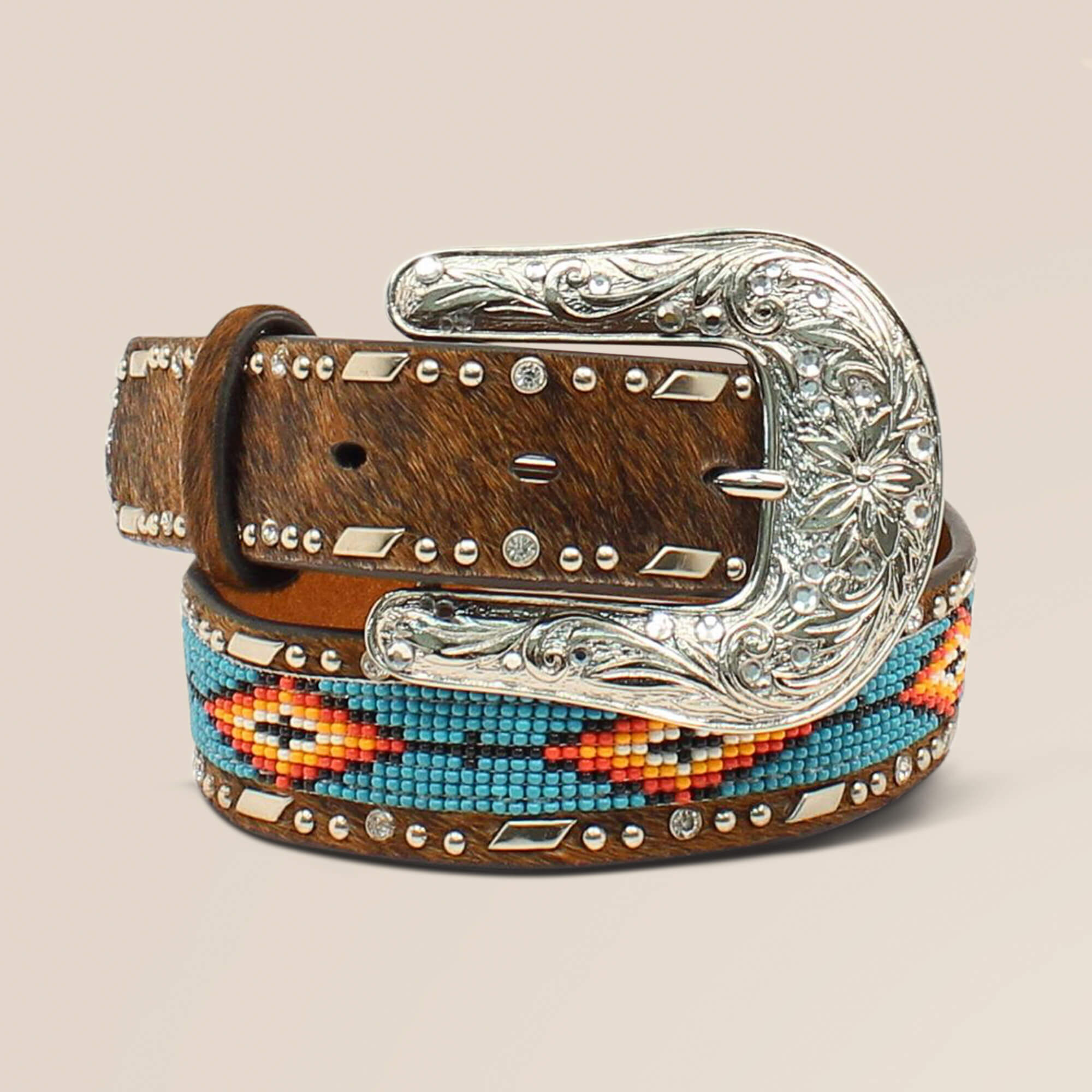 Southwest Beaded Hair-On Belt