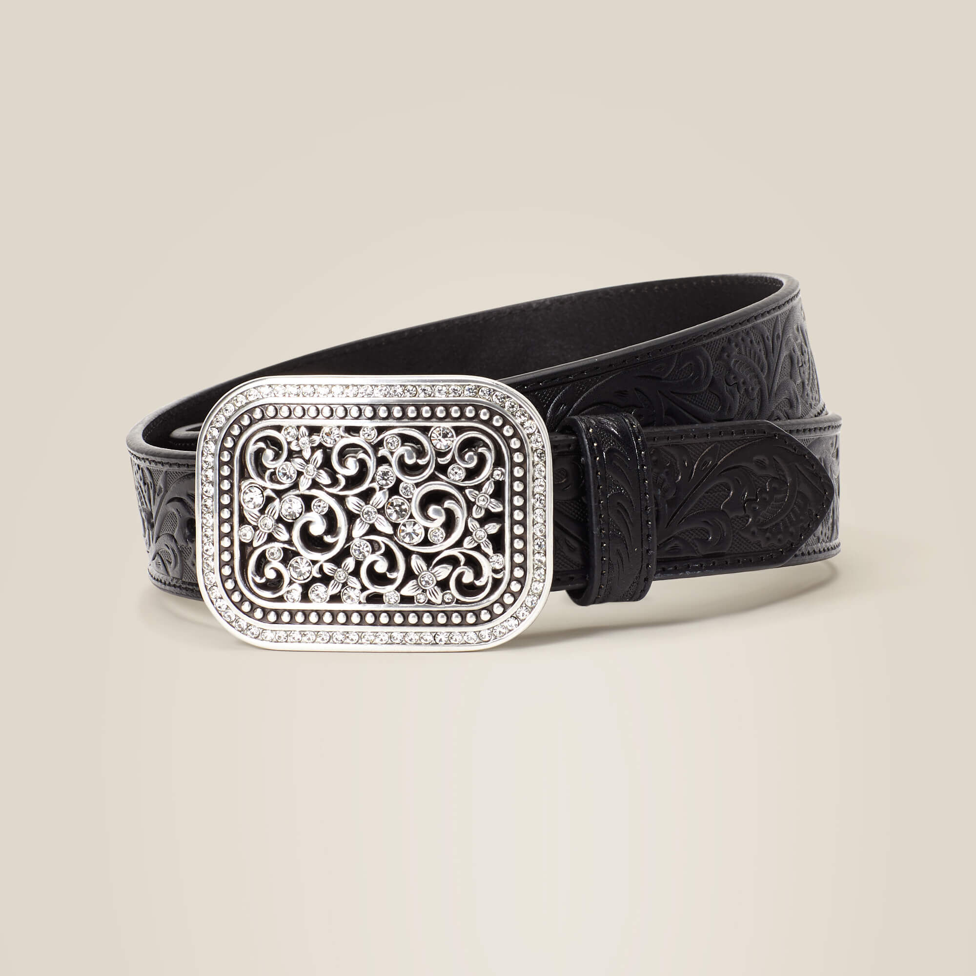 Floral Emboss Buckle Belt