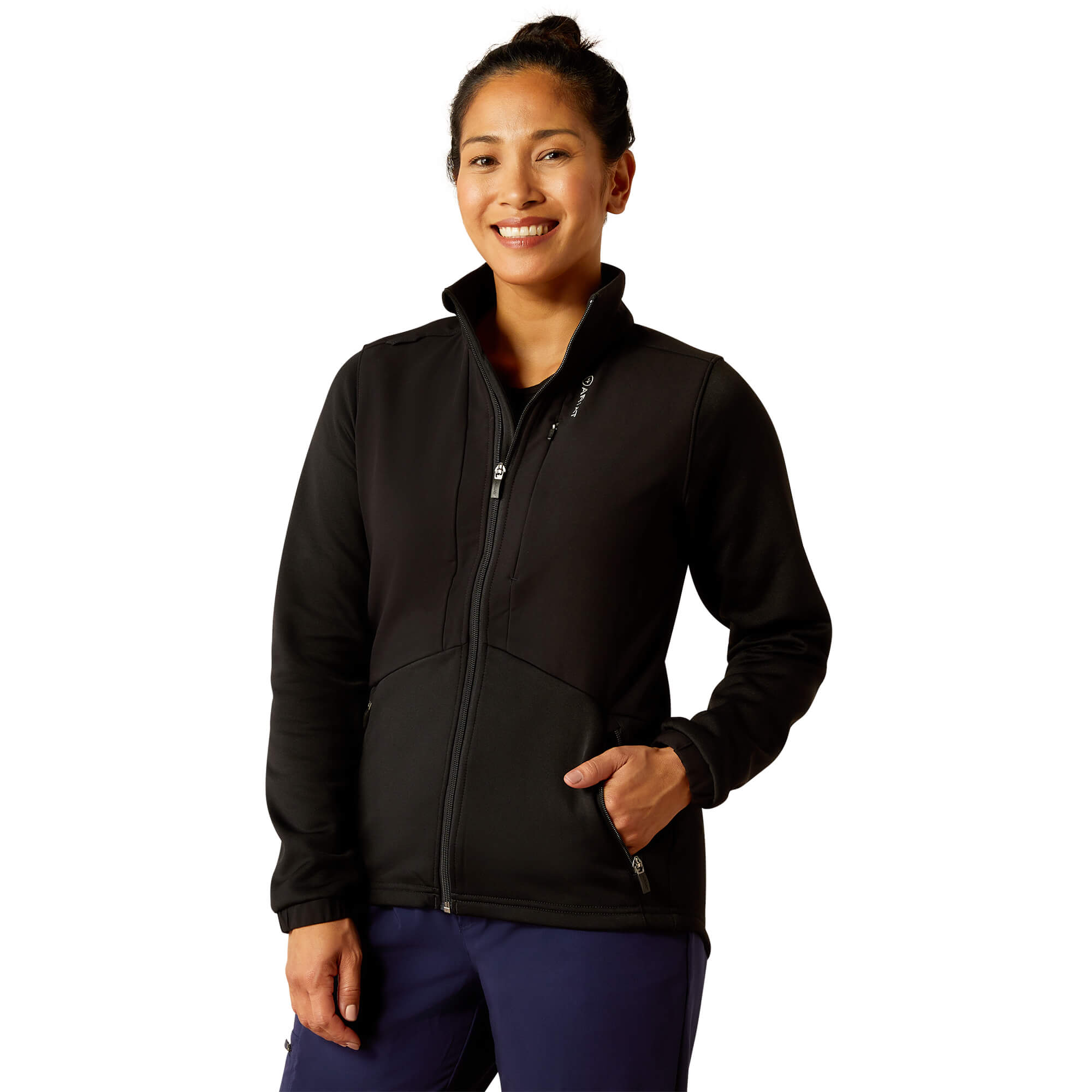 Women's Sina Fleece Scrub Jacket in Black, Size: Large by Ariat