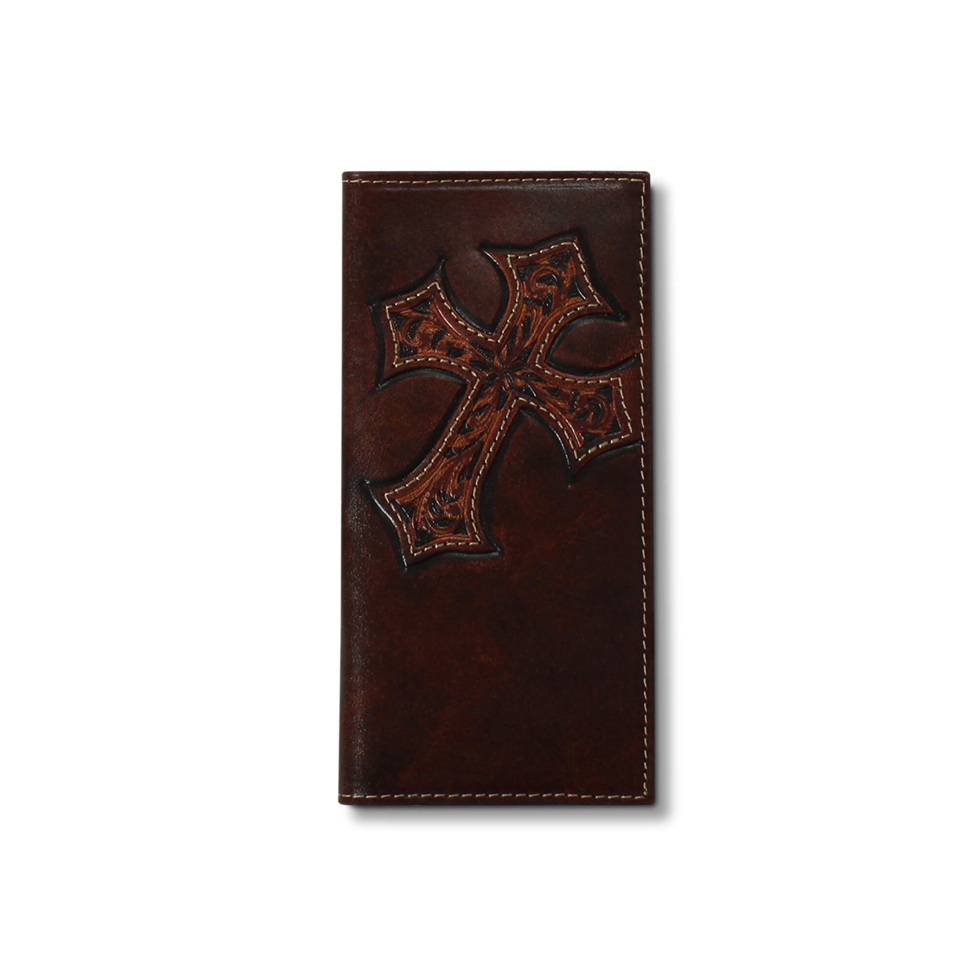 Kid's Cross embossed rodeo wallet in Brown Leather by Ariat