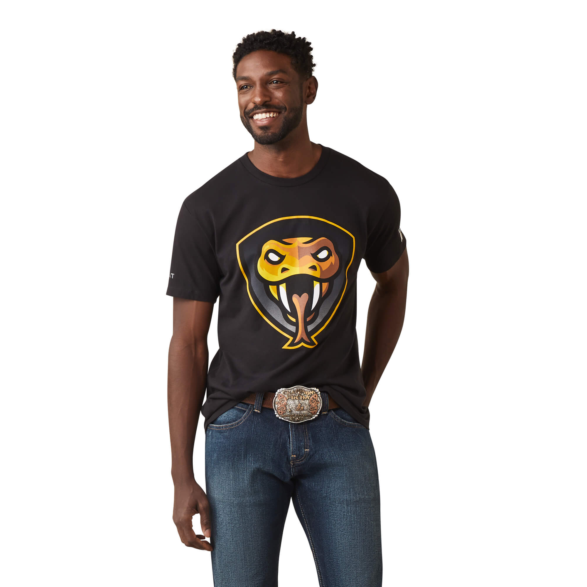Men's Rattlers Head T-Shirt in Black Cotton, Size: Medium by Ariat