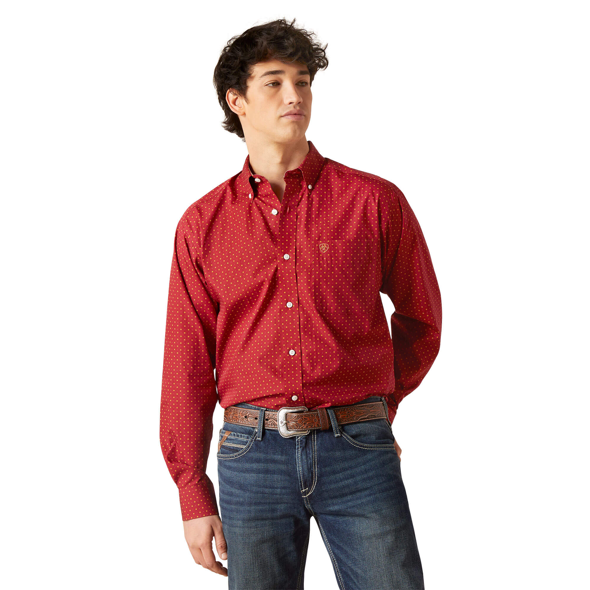 Men's Wrinkle Free Kaisen Classic Fit Shirt in Biking Red, Size: Medium by  Ariat