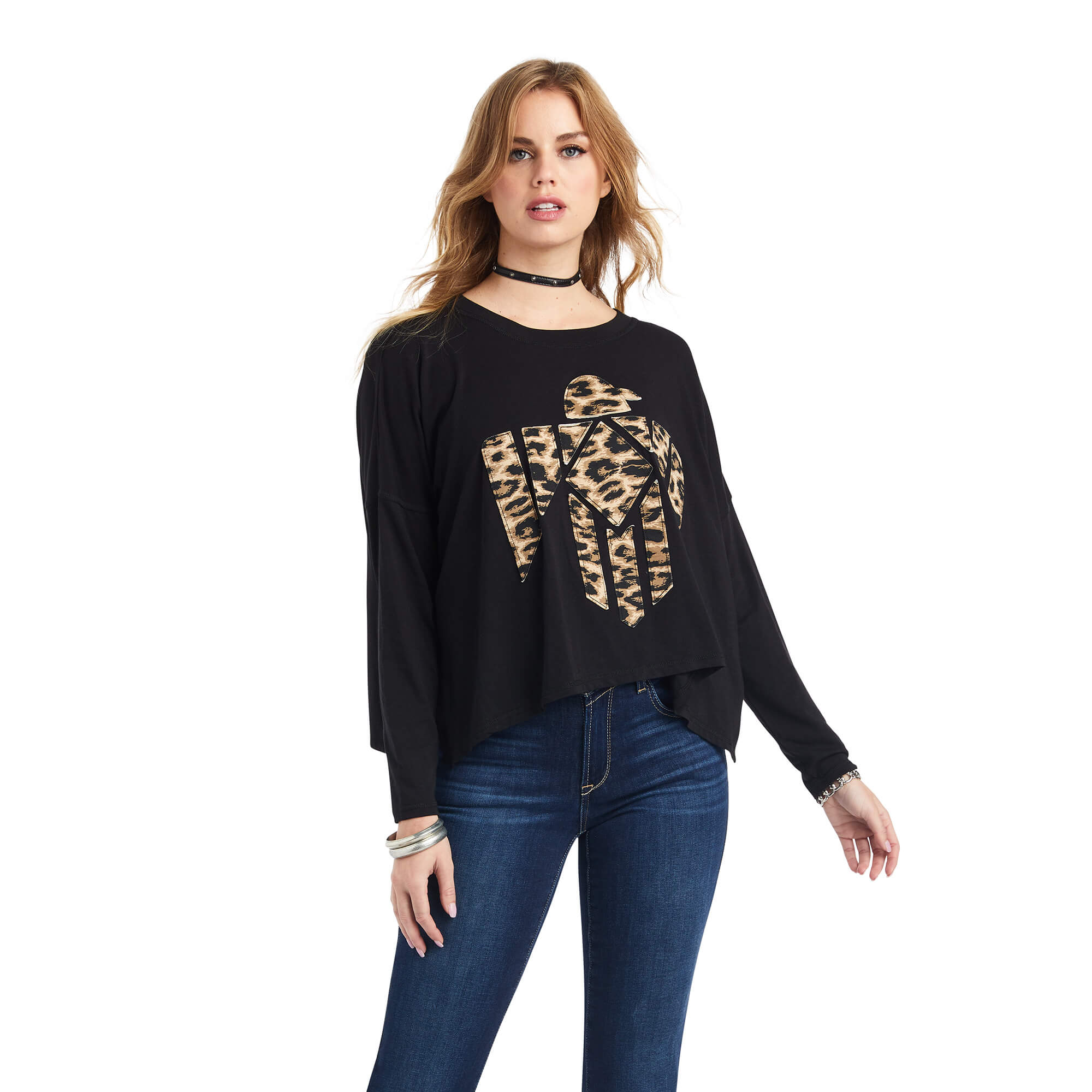 Women's Jungle Queen Top in Black Cotton, Size: Medium by Ariat