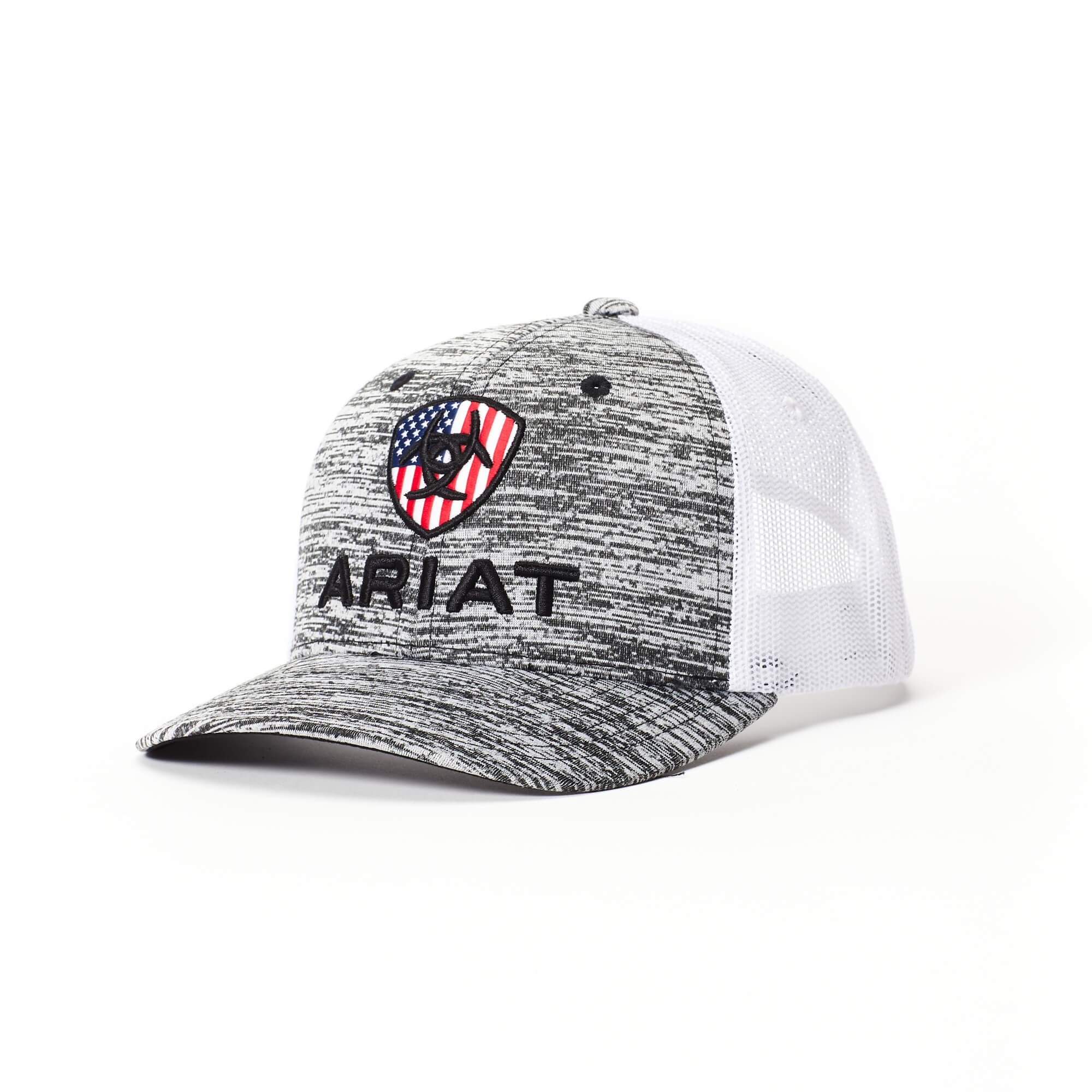 Kid's Flag Shield Mesh Snap Back Cap in Grey Polyester by Ariat